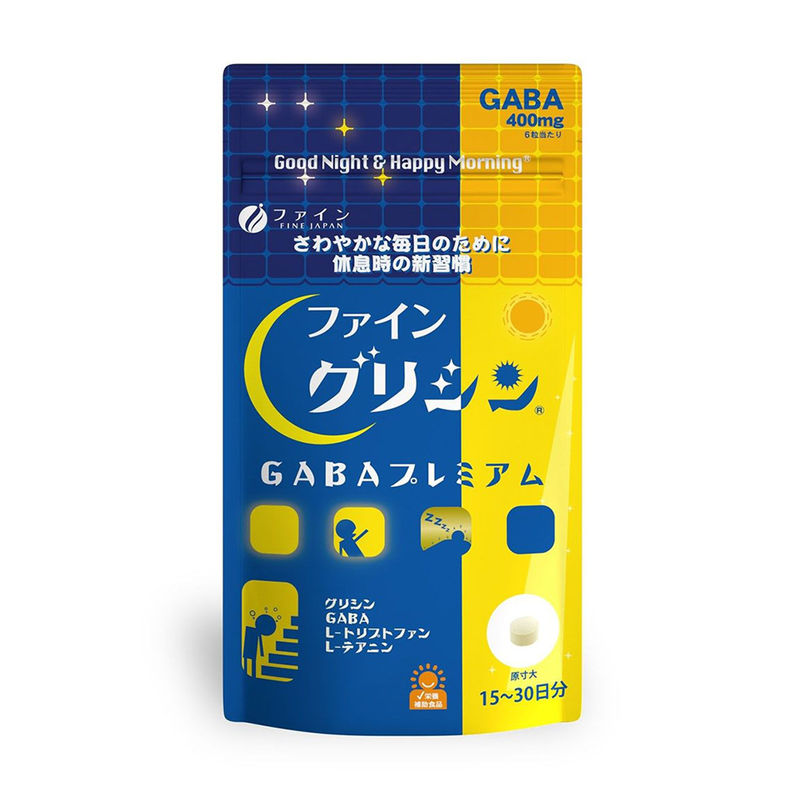 Комплекс для покращення сну Fine Japan Glycine GABA Premium, 90 таблеток